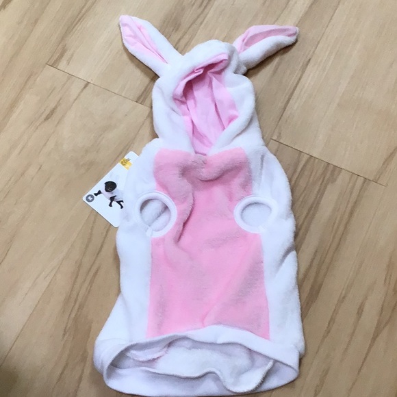 White Bunny Rabbit Pink Ears Medium Pet Plush Costume Outfit NWT - Picture 1 of 8